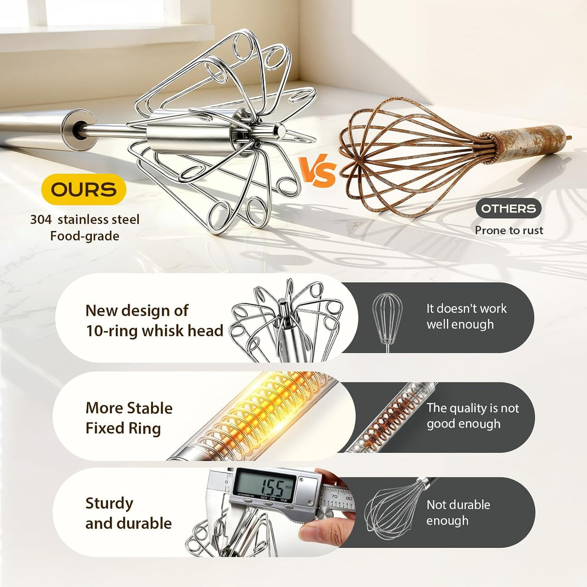 Stainless Steel Semi-Automatic Whisk